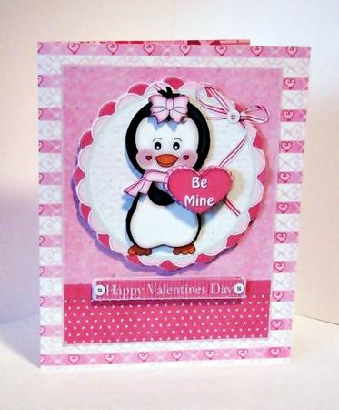 Cute Penguin Be Mine Valentine by Barbara Hiebert