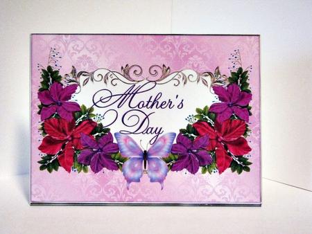 Pink Floral Butterfly Mothers Day Cut and Fold Card by Barbara Hiebert