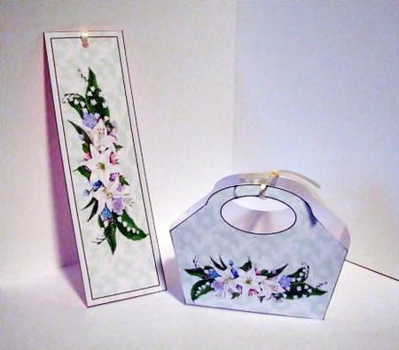 Green Lilies Gift Bag and Topper/bookmark Sheet by Barbara Hiebert