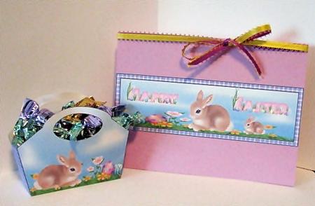 Easter Bunny Gift Basket with Topper/bookmark by Barbara Hiebert