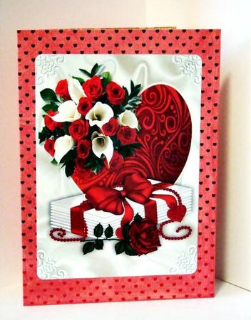Heart, Red Roses and Love Letters on Satin A4 by Barbara Hiebert
