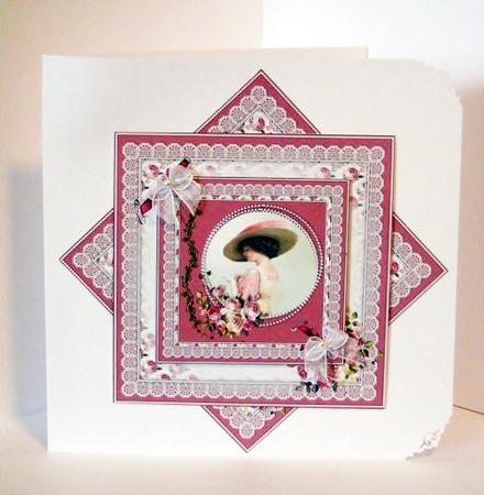 8x8 Vintage Lady with Antique Lace and Pearls Insert Plate by Barbara Hiebert