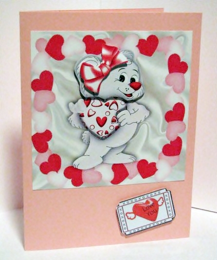 Cute Little Love Bear with Heart in Heart Frame 8x8 by Barbara Hiebert
