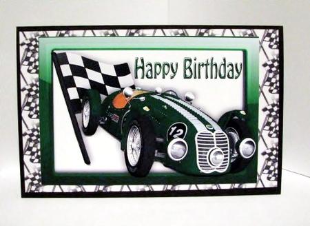 Racing Sports Car in Green Glass Frame A4 by Barbara Hiebert