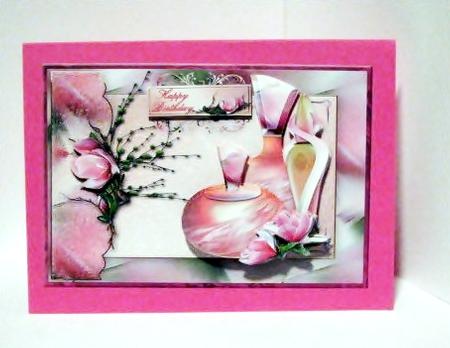 Perfume and Magnolias in Pink Card Front by Barbara Hiebert