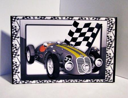 Silver Racing Sports Car in Glass Frame by Barbara Hiebert