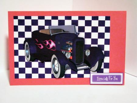 1932 Roadster Car with Checkered Background by Barbara Hiebert