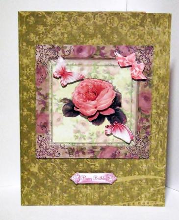 Gorgeous Vintage Pink Rose Flutters 8x8 Topper by Barbara Hiebert