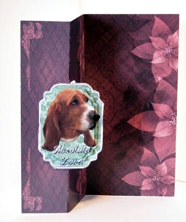 Absolute Love Basset Dl No Hole Fold Back Card by Barbara Hiebert