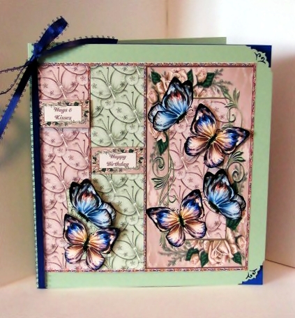 Butterflies & Roses Dl No Hole Foldback Card - Cream by Barbara Hiebert