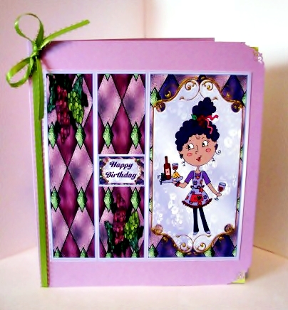Wine Drinker Dl No Hole Foldback Card by Barbara Hiebert