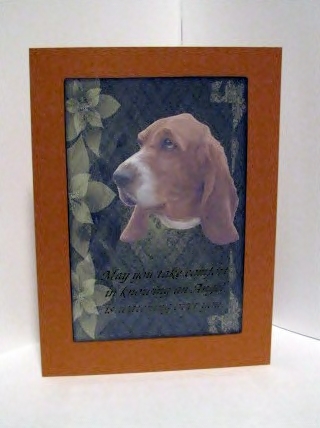 Basset on Floral Damask Background by Barbara Hiebert