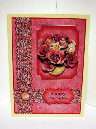 Pot of Roses Card Front by Barbara Hiebert