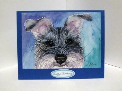All Ears Schnauzer Pup Oval Pyramage by Barbara Hiebert