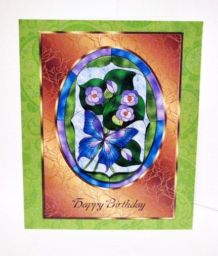 Stained Glass Card Front - Butterfly by Barbara Hiebert