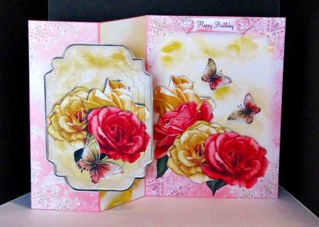 Lemon and Pink Roses No Holes Fold Mini Kit by Barbara Hiebert
