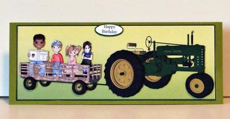 Reading About the Farm Hay Ride Card Topper & Decoupage by Barbara Hiebert