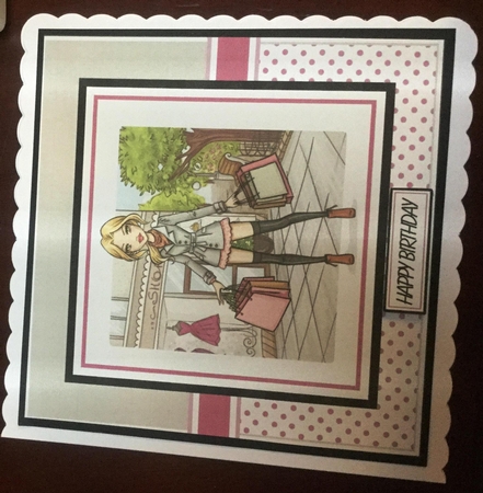 8x8 I Love my Shopping Card Front with sentiments  by Bea Stevens