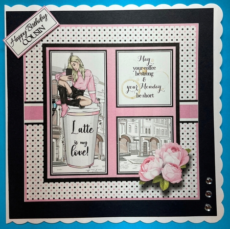 7x7 May Your coffee be strong Card Front with sentiments  by Bea Stevens