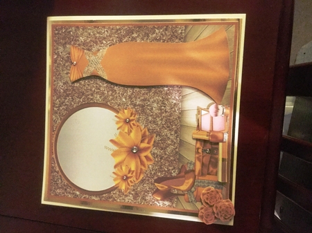 Floral gold dress card front by Bea Stevens