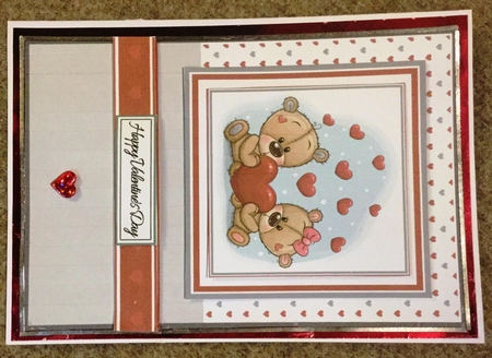 A5 Valentines Teddy Card Front with Toppers and Sentiments  by Bea Stevens