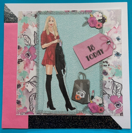 Female Teenage birthday card topper with various greetings for 6x6 card by Bea Stevens