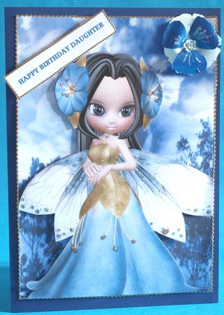 Blossom Fairy Beneath the Moon A4 Card Front by Bea Stevens