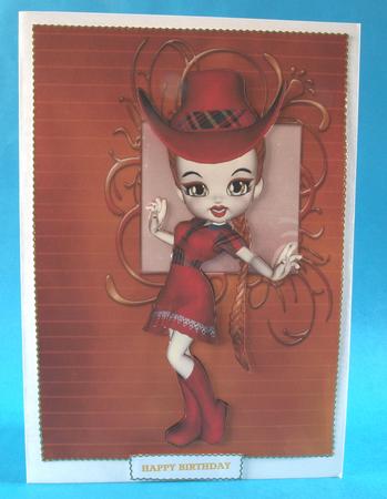 Line Dancer in Red A4 Card Front by Bea Stevens