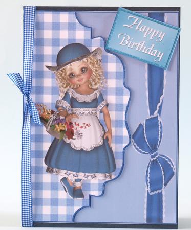 Sweet Little Girl with Curly Hair on Scalloped Envelope by Bea Stevens