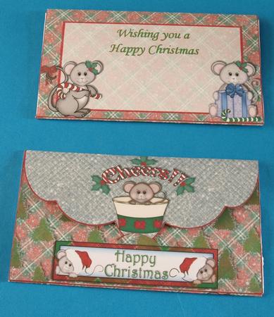 Gift Envelope/money Wallet - Cheers! Christmas Mice by Bea Stevens