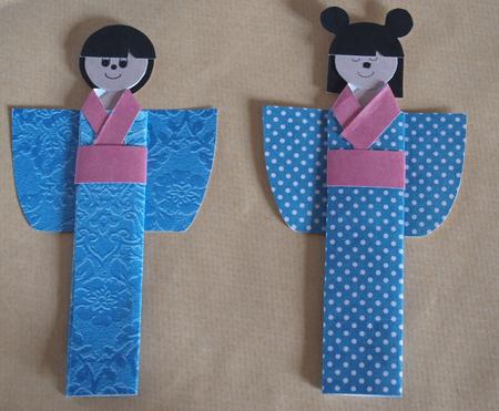 Kimono Paper Folded Doll Twin Blues by Bea Stevens