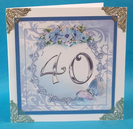 Butterflies and Flowers 40th Birthday or Anniversary Card by Bea Stevens