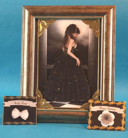 Belle of the Ball A5 Card Front , Topper & Embellishments by Bea Stevens