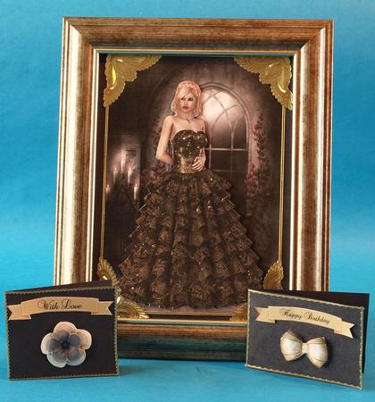 Belle of the Ball A5 Card Front , Topper & Embellishments by Bea Stevens