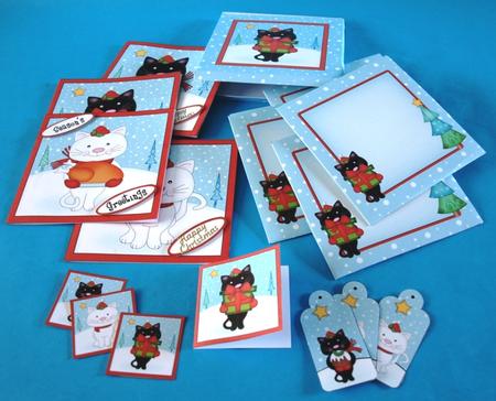 Christmas Cats Cards in a Box Bumper Kit by Bea Stevens