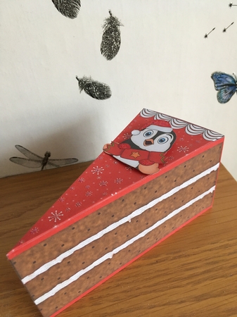 3D Christmas Cake Slice Treat Box Gift Set Mini Kit - Pip Penguin has an Xmas Cracker by BECCY WILTON