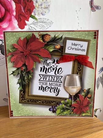 Christmas Wine Quote 4 8x8 by BECCY WILTON