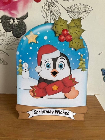 3D Shaped Christmas Snow Globe Card Kit - Penguin has a Christmas Cracker by BECCY WILTON