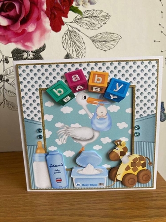Framed baby boy card front by BECCY WILTON