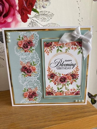 3 Happy Blooming Birthday card fronts/toppers(green 2) by BECCY WILTON
