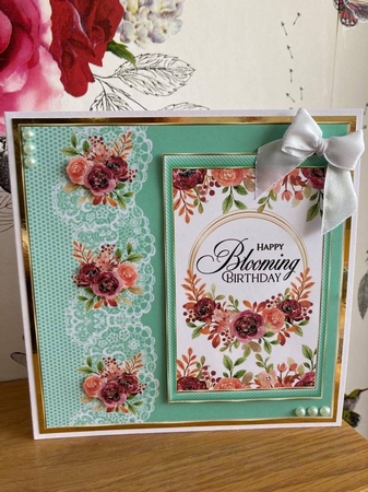 3 Happy Blooming Birthday card fronts/toppers(green 3) by BECCY WILTON