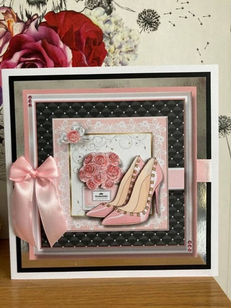 8x8 Pinkaholic 18 Topper with gift tag and sentiments  by BECCY WILTON