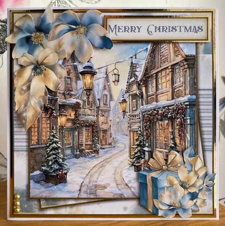 Christmas Scene Quick Card Mum and Dad with decoupage and sentiments by BECCY WILTON