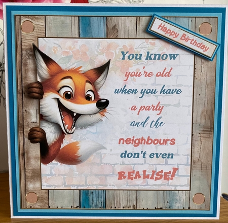 Foxy fun 7x7ins decoupage topper by BECCY WILTON