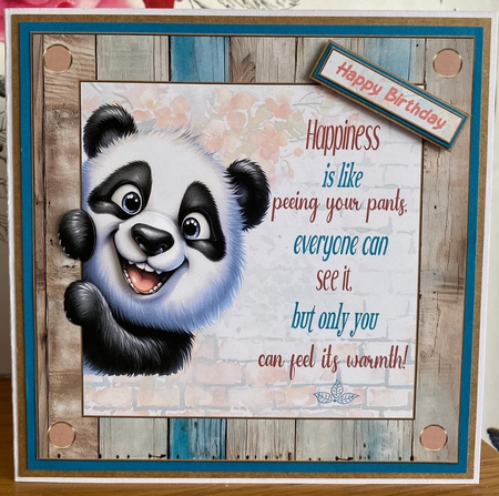 Fun panda 7x7ins decoupage topper by BECCY WILTON