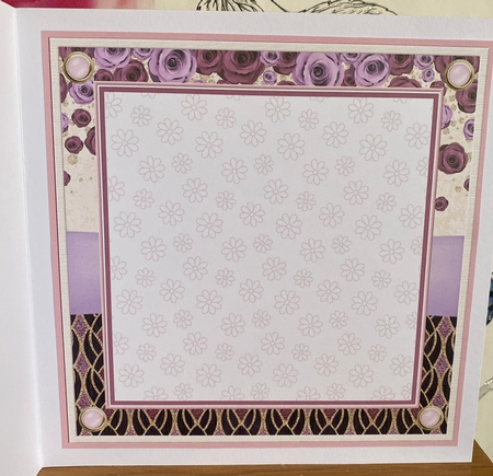 Pretty pink floral blank insert with glitter filigree by BECCY WILTON