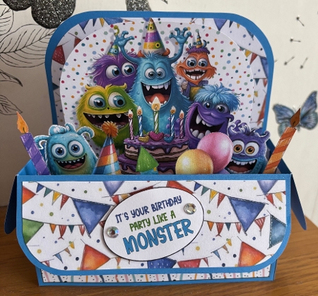 Birthday Monsters Rectangle Box Card-1 by BECCY WILTON