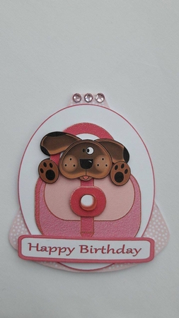 Puppy Patch in a Pink Handbag Birthday Wobble by BECCY WILTON