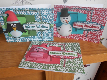 Cute Christmas Trio Card Kit with Snowman, Penguin & Owl by BECCY WILTON