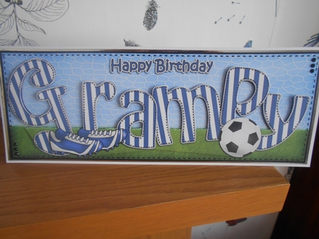 Large Dl Birthday Grampy Football Card & 3D Decoupage by BECCY WILTON